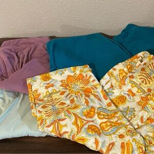 LuLaRoe Floral and Solid Leggings Set - Mauve, Mint, Teal, Yellow